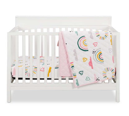 Luna 3-Piece Crib Bedding Set - White and Pink| Literie Luna 3 pièces pour lit de bébé - blanc et rose