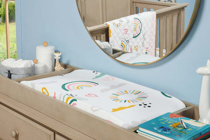 Luna 3-Piece Crib Bedding Set - White and Pink| Literie Luna 3 pièces pour lit de bébé - blanc et rose