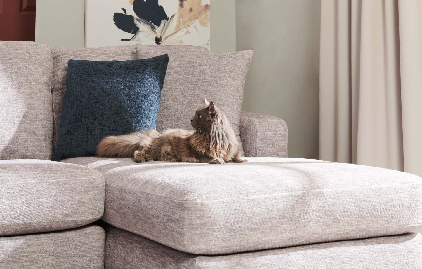 Sofa sectionnel de droite Luxe 3 pièces fabriqué au Canada en tissu avec coussins amovibles - gris colombe Zaftig