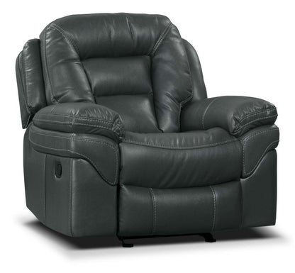 Fauteuil berçant et inclinable Leo de 41 po en tissu d'apparence cuir - gris