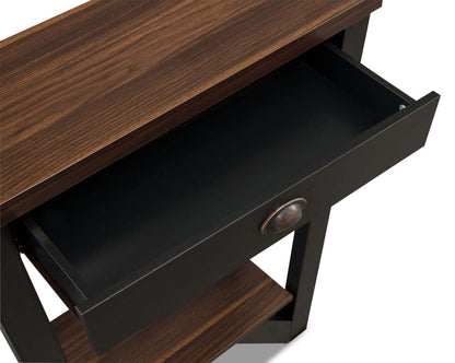 Arika 31 Modern End Table with Storage and Shelf - Dark Walnut et Black |Table de bout moderne Arika de 31 po avec rangement et tablette - noyer foncé et noir