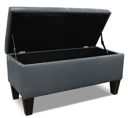 Jackson 40 Storage Ottoman - Grey Faux Leather|Pouf de rangement Jackson de 40 po - similicuir gris