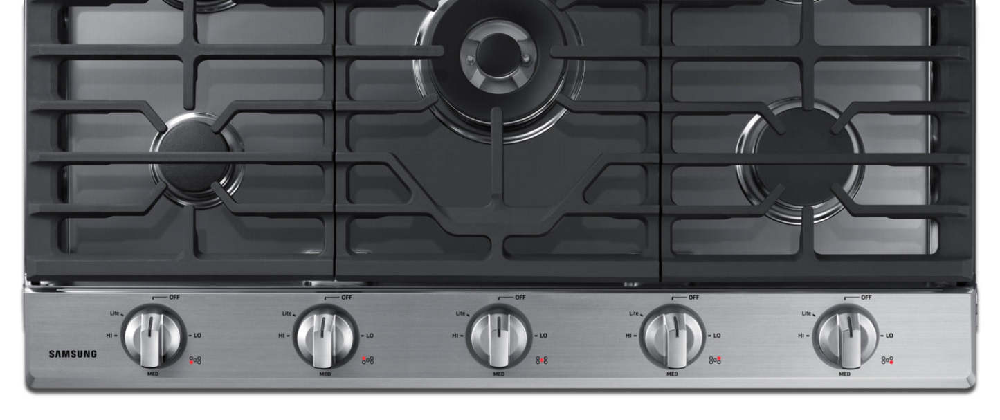 Surface de cuisson à gaz Samsung de 36 po avec brûleur double – NA36K6550TS