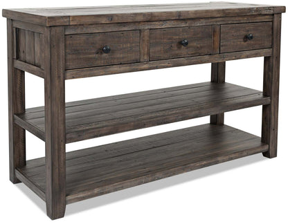 Madison 50 Rustic Sofa Table with Storage and Shelf - Grey Brown Wood|Table de salon rustique Madison de 50 po avec rangement et tablette - bois gris-brun