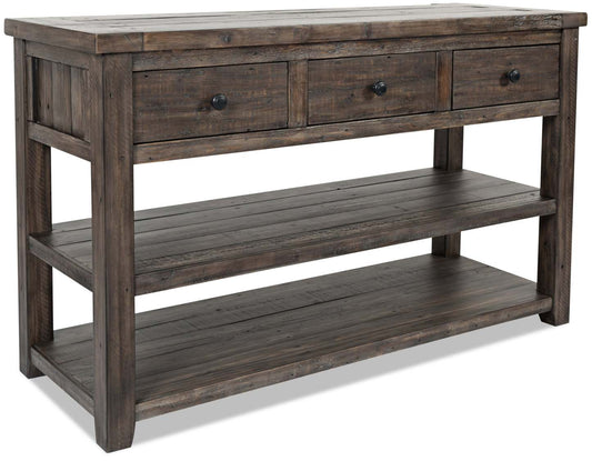 Madison 50 Rustic Sofa Table with Storage and Shelf - Grey Brown Wood|Table de salon rustique Madison de 50 po avec rangement et tablette - bois gris-brun