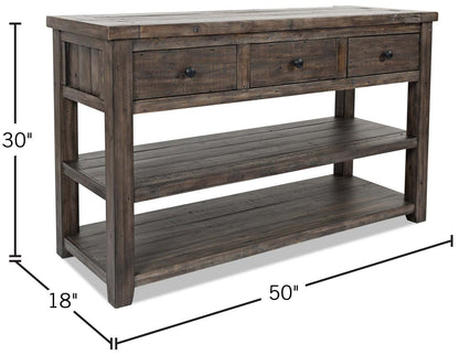 Madison 50 Rustic Sofa Table with Storage and Shelf - Grey Brown Wood|Table de salon rustique Madison de 50 po avec rangement et tablette - bois gris-brun