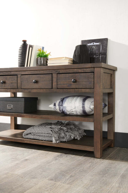 Madison 50 Rustic Sofa Table with Storage and Shelf - Grey Brown Wood|Table de salon rustique Madison de 50 po avec rangement et tablette - bois gris-brun