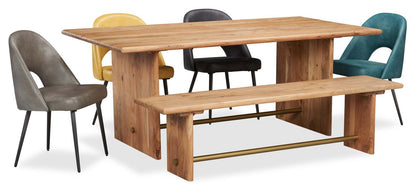 Chaise de salle à manger Bay de Kort & Co. en tissu de cuir végétalien et en métal - turquoise