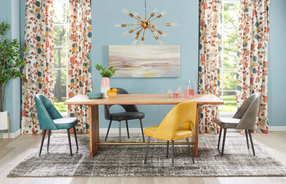 Chaise de salle à manger Bay de Kort &amp; Co. en tissu de cuir végétalien et en métal - moutarde