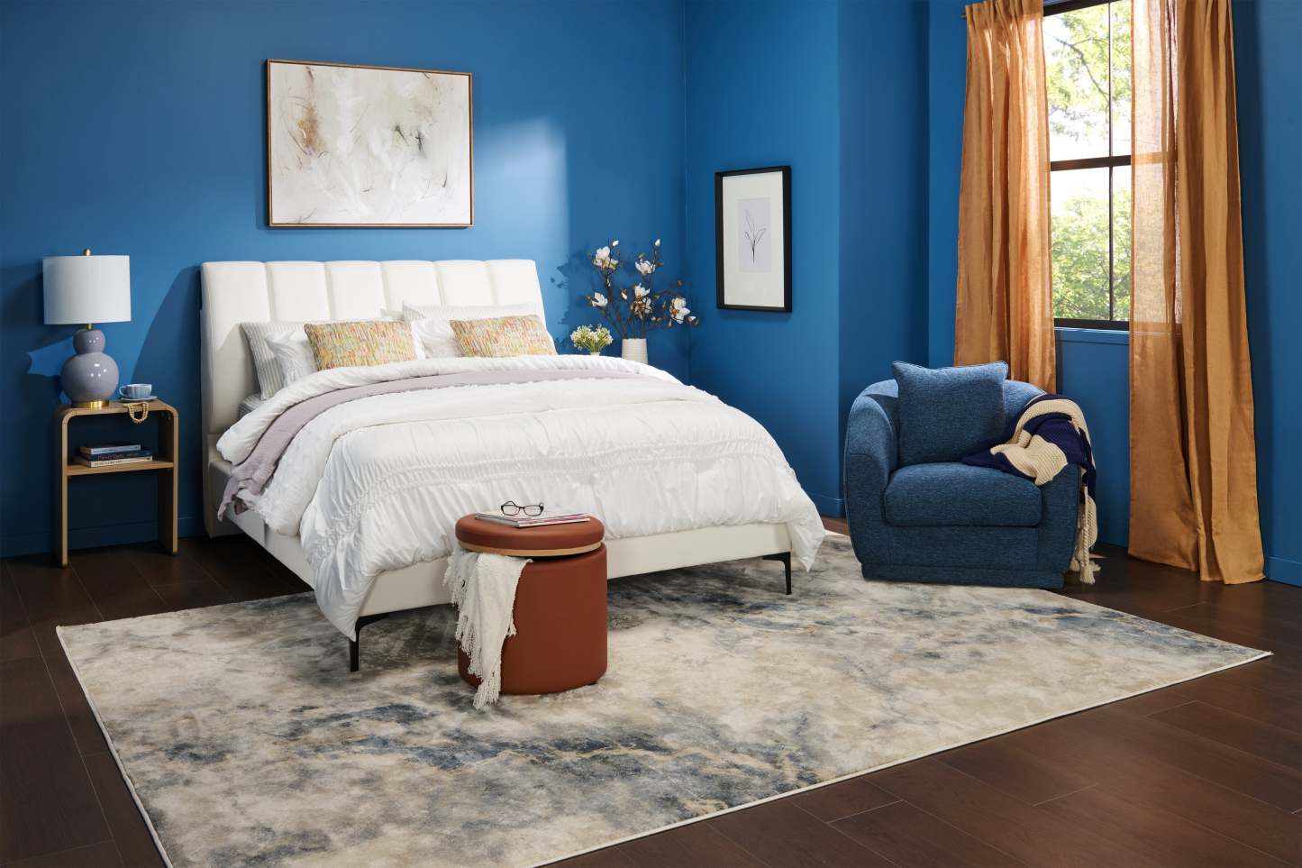 Fauteuil d'appoint pivotant en tissu chenille Rio 34,5 - Bleu | Fauteuil d'appoint pivotant Rio de 34,5 po en tissu chenille - bleu