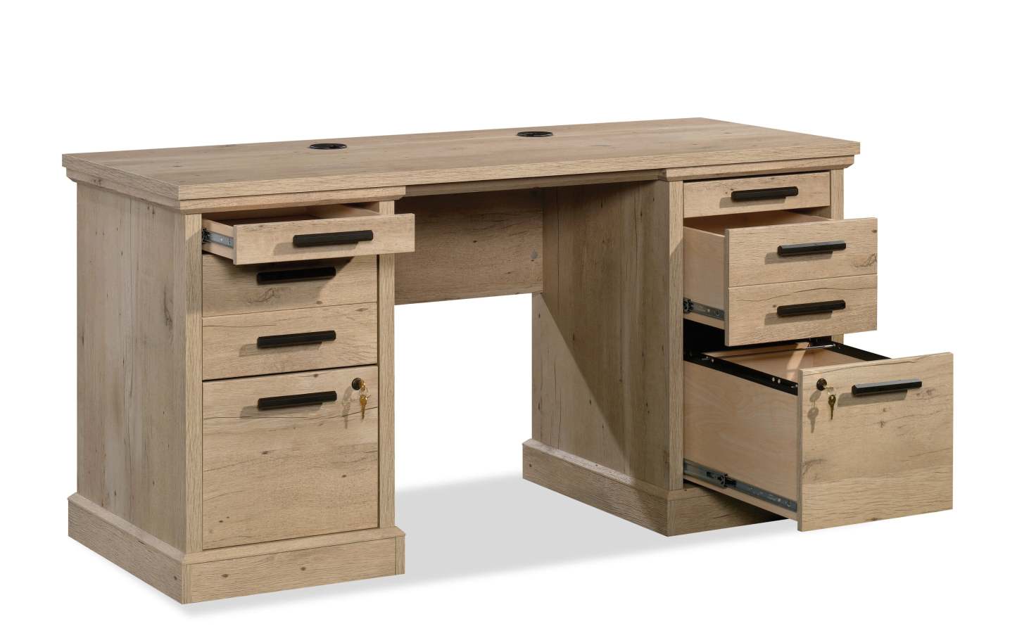 Mason Peak 59.06 Bureau de style bahut de qualité commerciale à 6 tiroirs - chêne clair