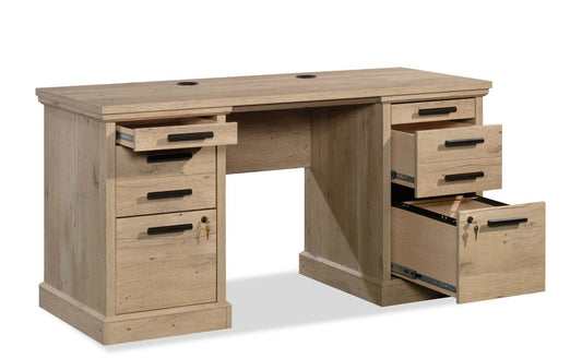 Mason Peak 59.06 Bureau de style bahut de qualité commerciale à 6 tiroirs - chêne clair