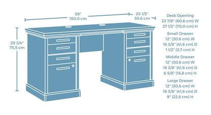 Mason Peak 59.06 Bureau de style bahut de qualité commerciale à 6 tiroirs - chêne clair