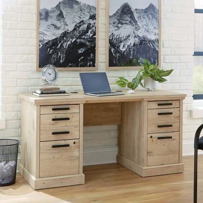 Mason Peak 59.06 Bureau de style bahut de qualité commerciale à 6 tiroirs - chêne clair