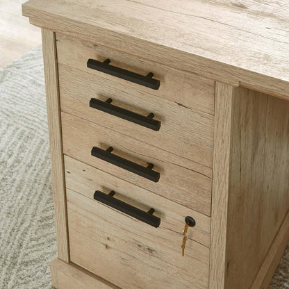 Bureau Mason Peak de qualité commerciale à 2 tiroirs avec armoire - chêne clair