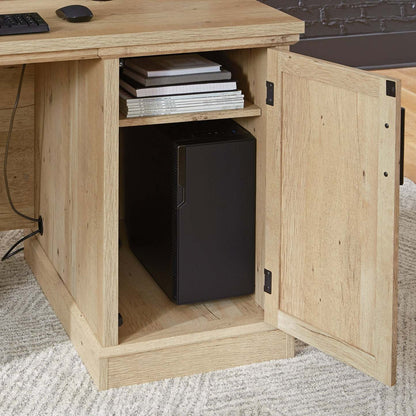 Bureau Mason Peak de qualité commerciale à 2 tiroirs avec armoire - chêne clair