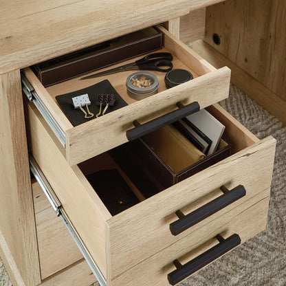 Bureau Mason Peak de qualité commerciale à 2 tiroirs avec armoire - chêne clair