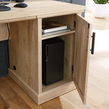 Bureau de style bahut Mason Peak 71,10 po de qualité commerciale à 3 tiroirs avec armoire - chêne clair