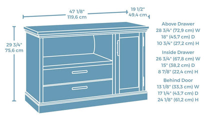 Mason Peak 47.09 Commercial Grade Small Credenza with Drawer & Cabinet - Prime Oak|Petit bahut Mason Peak de 47,09 po de qualité commerciale avec tiroir et armoire - chêne clair