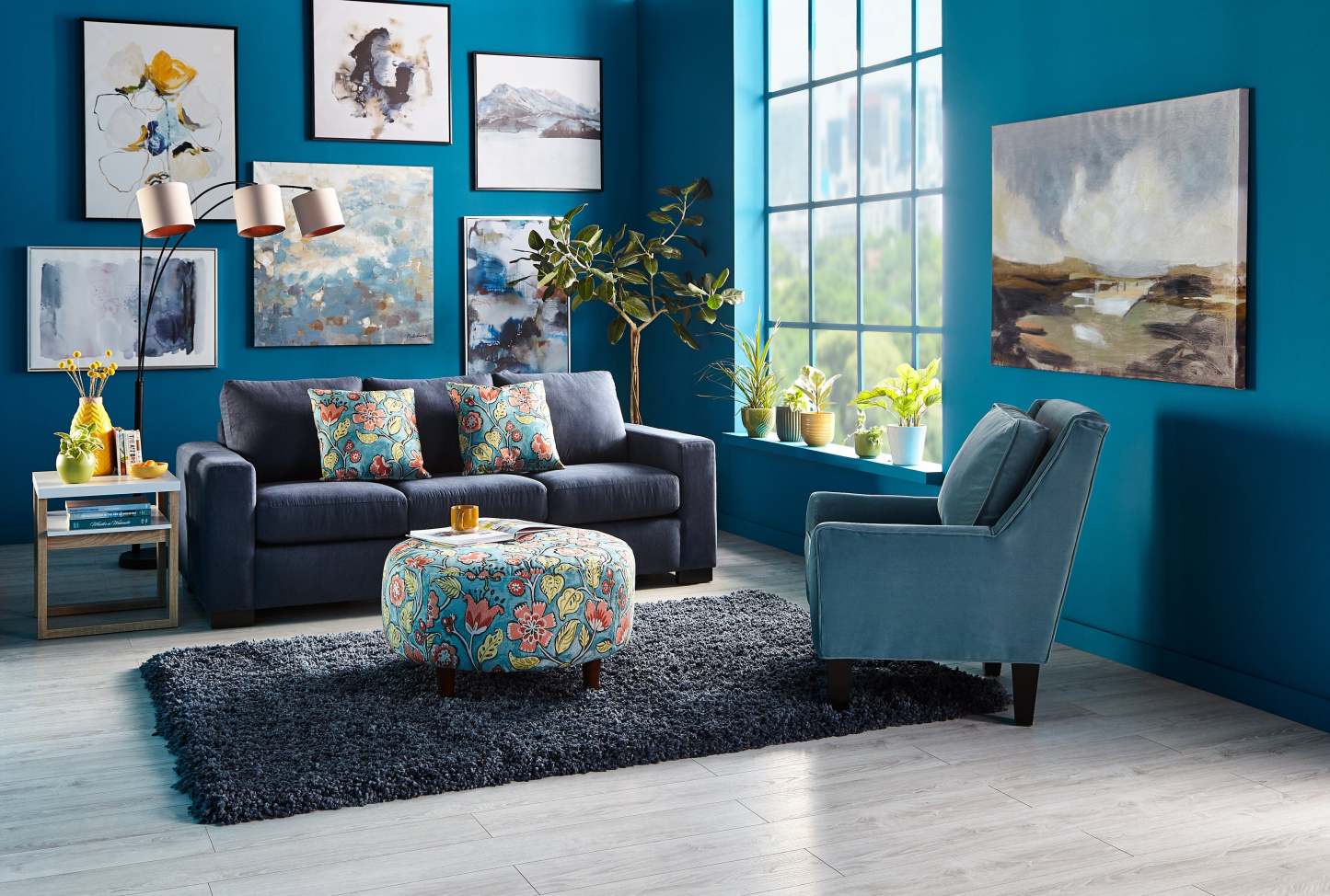 Fabriqué au Canada Sofa Lab personnalisable Pouf en tissu The Curve 31 - Malibu multicolore | Pouf The Curve de Sofa Lab de 31 po fabriqué au Canada en tissu - Malibu multicolore | CURV1144