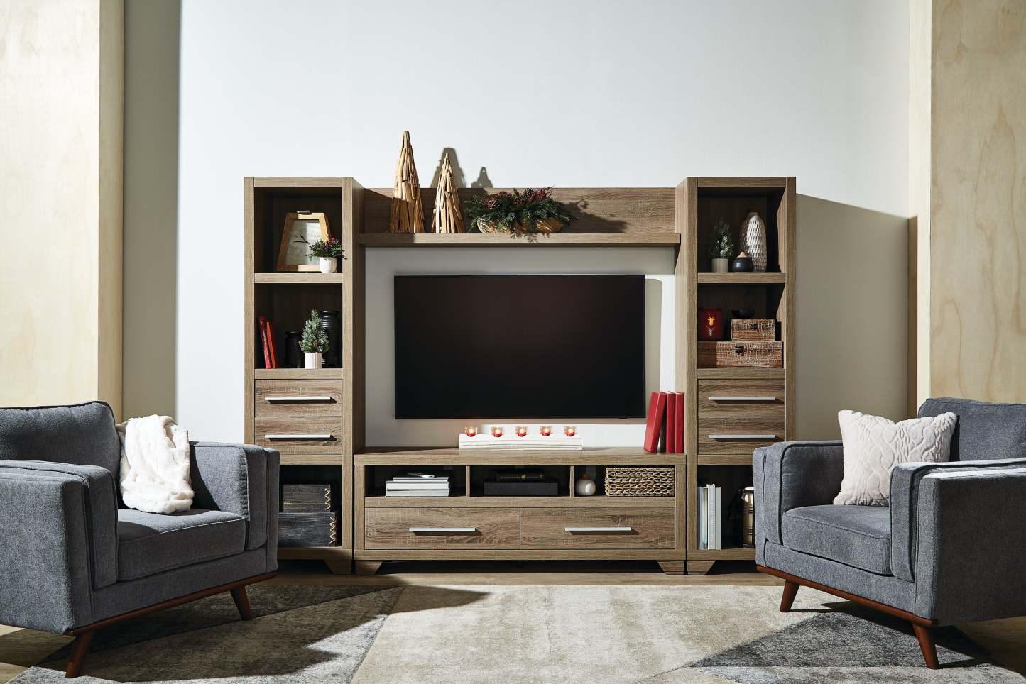 Fauteuil Kassia de Kort & Co. de 40,9 po en tissu d’apparence lin avec base et pattes en bois - gris