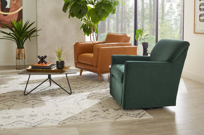 Fauteuil d’appoint pivotant personnalisable Sofa Lab de 31 po fabriqué au Canada en tissu de velours - vert Hunter Green | SWIV3488