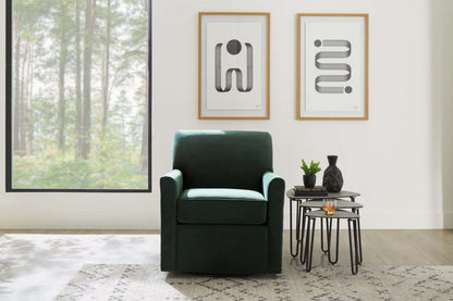 Fauteuil d’appoint pivotant personnalisable Sofa Lab de 31 po fabriqué au Canada en tissu de velours - vert Hunter Green | SWIV3488