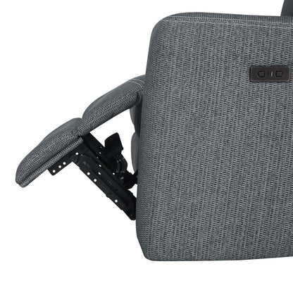 Sofa sectionnel de gauche à inclinaison électrique Meadow 2 pièces en tissu de chenille avec fauteuil long de rangement - gris anthracite