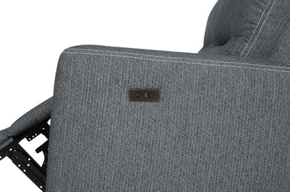 Sofa sectionnel de gauche à inclinaison électrique Meadow 2 pièces en tissu de chenille avec fauteuil long de rangement - gris anthracite