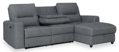 Sofa sectionnel de droite à inclinaison électrique Meadow 2 pièces en tissu de chenille avec fauteuil long de rangement - gris anthracite