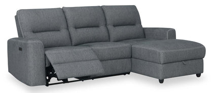 Sofa sectionnel de droite à inclinaison électrique Meadow 2 pièces en tissu de chenille avec fauteuil long de rangement - gris anthracite