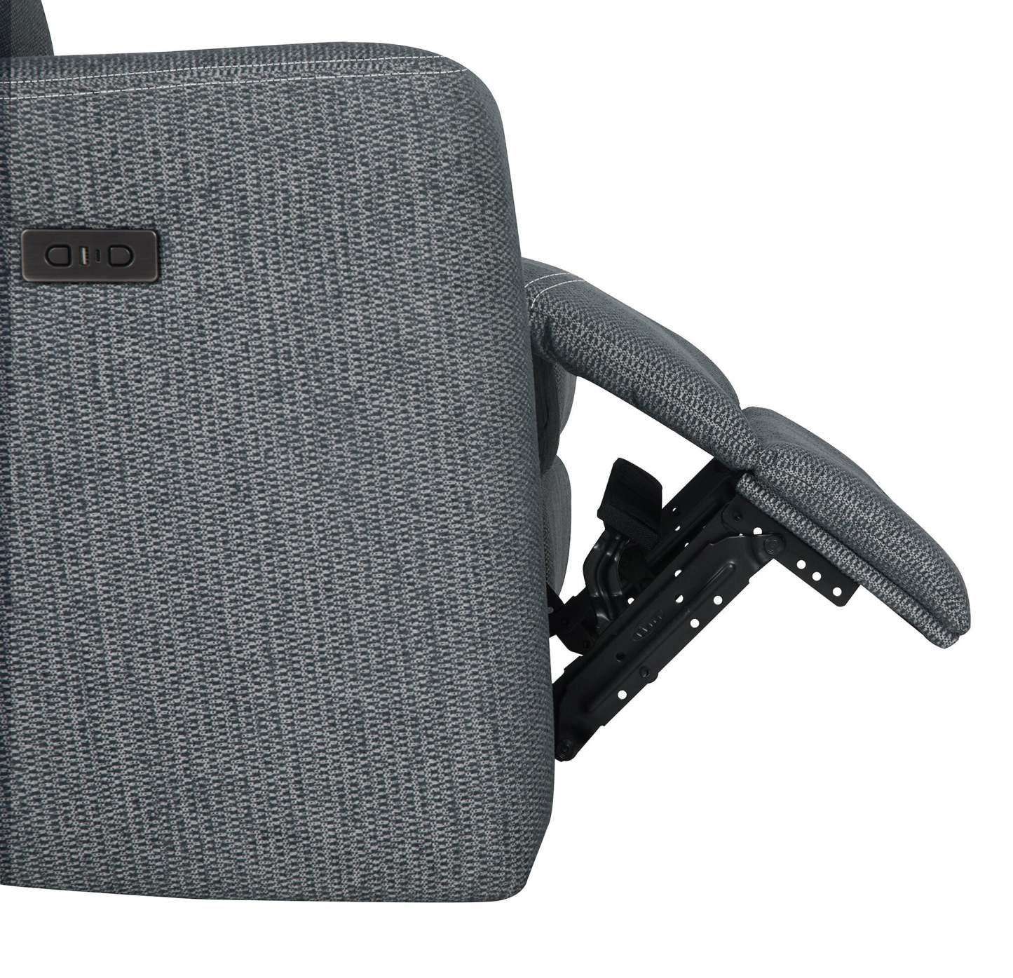 Sofa sectionnel de droite à inclinaison électrique Meadow 2 pièces en tissu de chenille avec fauteuil long de rangement - gris anthracite