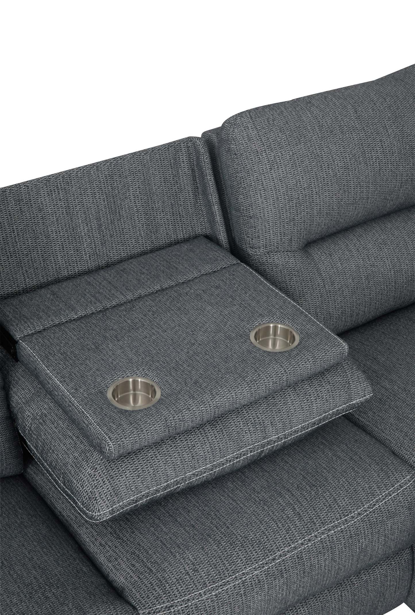 Sofa sectionnel de droite à inclinaison électrique Meadow 2 pièces en tissu de chenille avec fauteuil long de rangement - gris anthracite