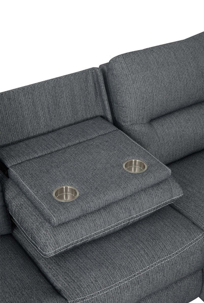 Sofa sectionnel de droite à inclinaison électrique Meadow 2 pièces en tissu de chenille avec fauteuil long de rangement - gris anthracite