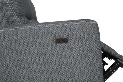 Sofa sectionnel de droite à inclinaison électrique Meadow 2 pièces en tissu de chenille avec fauteuil long de rangement - gris anthracite