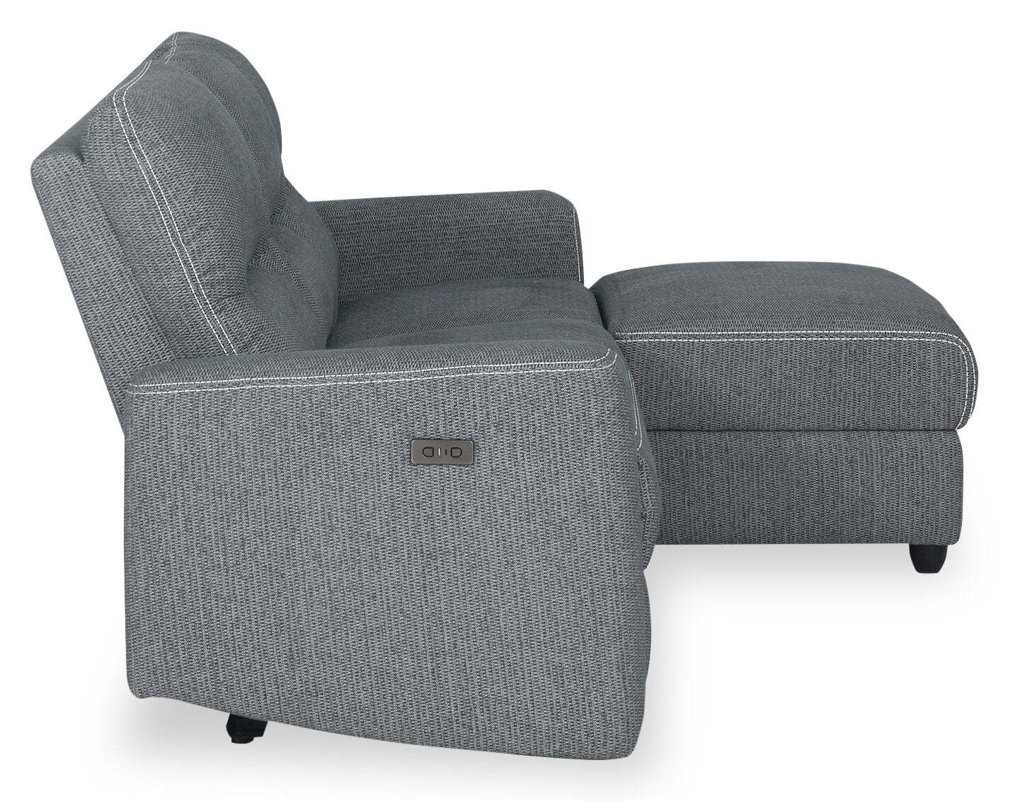 Sofa sectionnel de droite à inclinaison électrique Meadow 2 pièces en tissu de chenille avec fauteuil long de rangement - gris anthracite