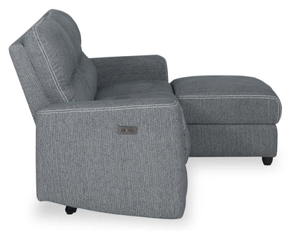 Sofa sectionnel de droite à inclinaison électrique Meadow 2 pièces en tissu de chenille avec fauteuil long de rangement - gris anthracite