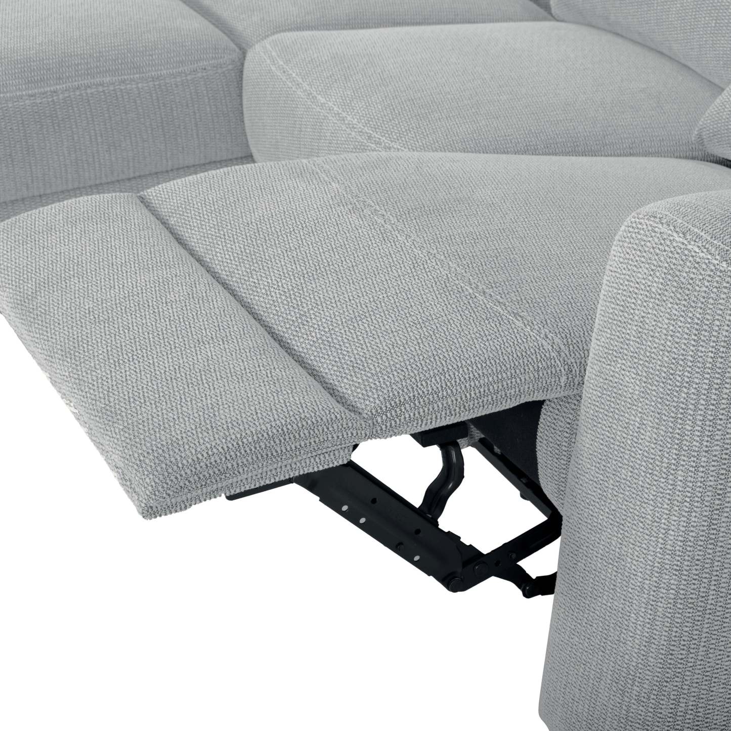 Sofa sectionnel de gauche à inclinaison électrique Meadow 2 pièces en tissu de chenille avec fauteuil long de rangement - gris rivière