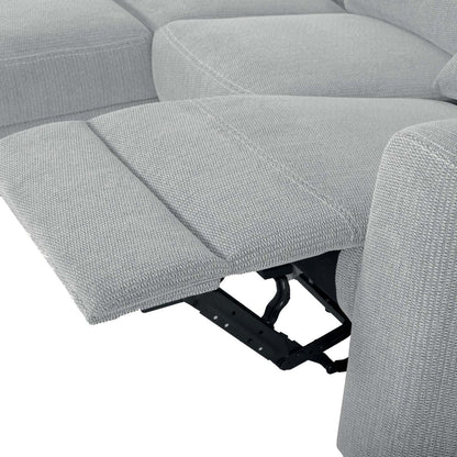 Sofa sectionnel de gauche à inclinaison électrique Meadow 2 pièces en tissu de chenille avec fauteuil long de rangement - gris rivière