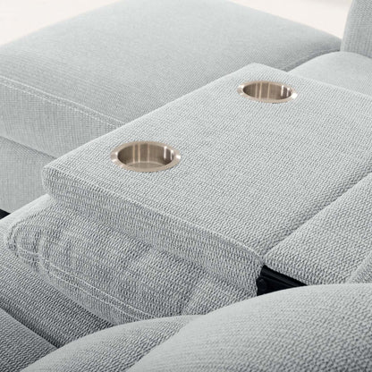 Sofa sectionnel de gauche à inclinaison électrique Meadow 2 pièces en tissu de chenille avec fauteuil long de rangement - gris rivière