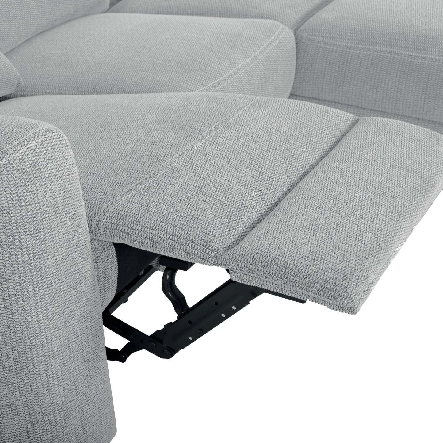 Sofa sectionnel de droite à inclinaison électrique Meadow 2 pièces en tissu de chenille avec fauteuil long de rangement - gris rivière