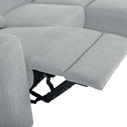 Sofa sectionnel de droite à inclinaison électrique Meadow 2 pièces en tissu de chenille avec fauteuil long de rangement - gris rivière