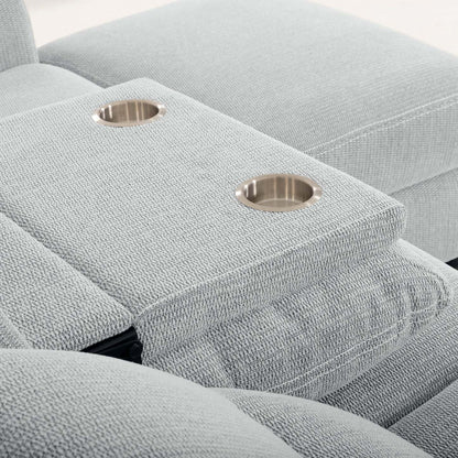 Sofa sectionnel de droite à inclinaison électrique Meadow 2 pièces en tissu de chenille avec fauteuil long de rangement - gris rivière