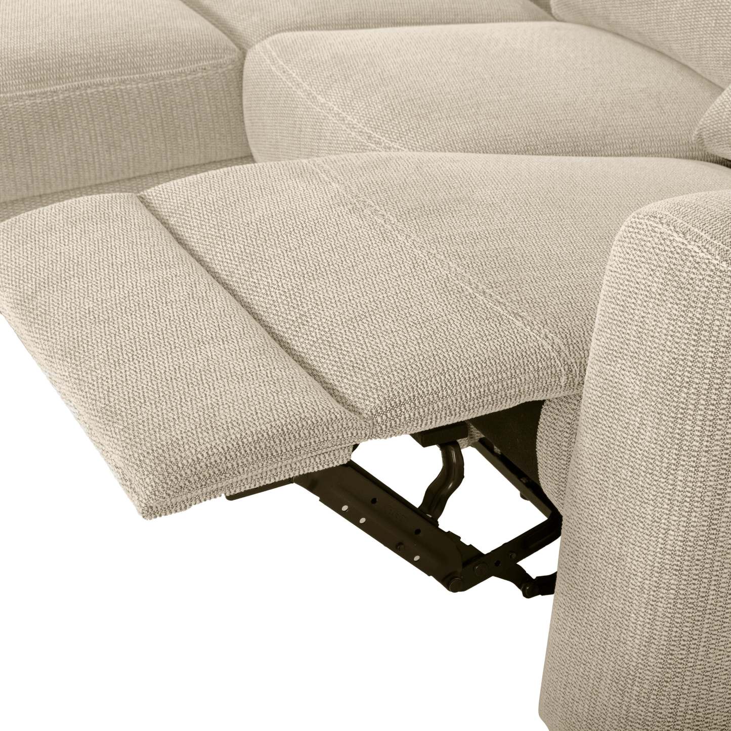 Canapé sectionnel de gauche à inclinaison électrique Meadow 2 pièces en tissu chenille avec fauteuil long de rangement - taupe