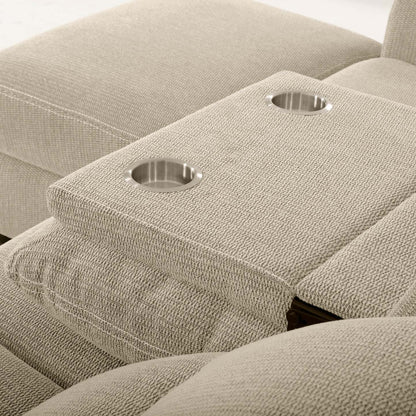 Canapé sectionnel de gauche à inclinaison électrique Meadow 2 pièces en tissu chenille avec fauteuil long de rangement - taupe