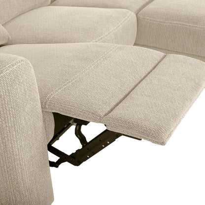 Sofa sectionnel de droite à inclinaison électrique Meadow 2 pièces en tissu de chenille avec fauteuil long de rangement - taupe