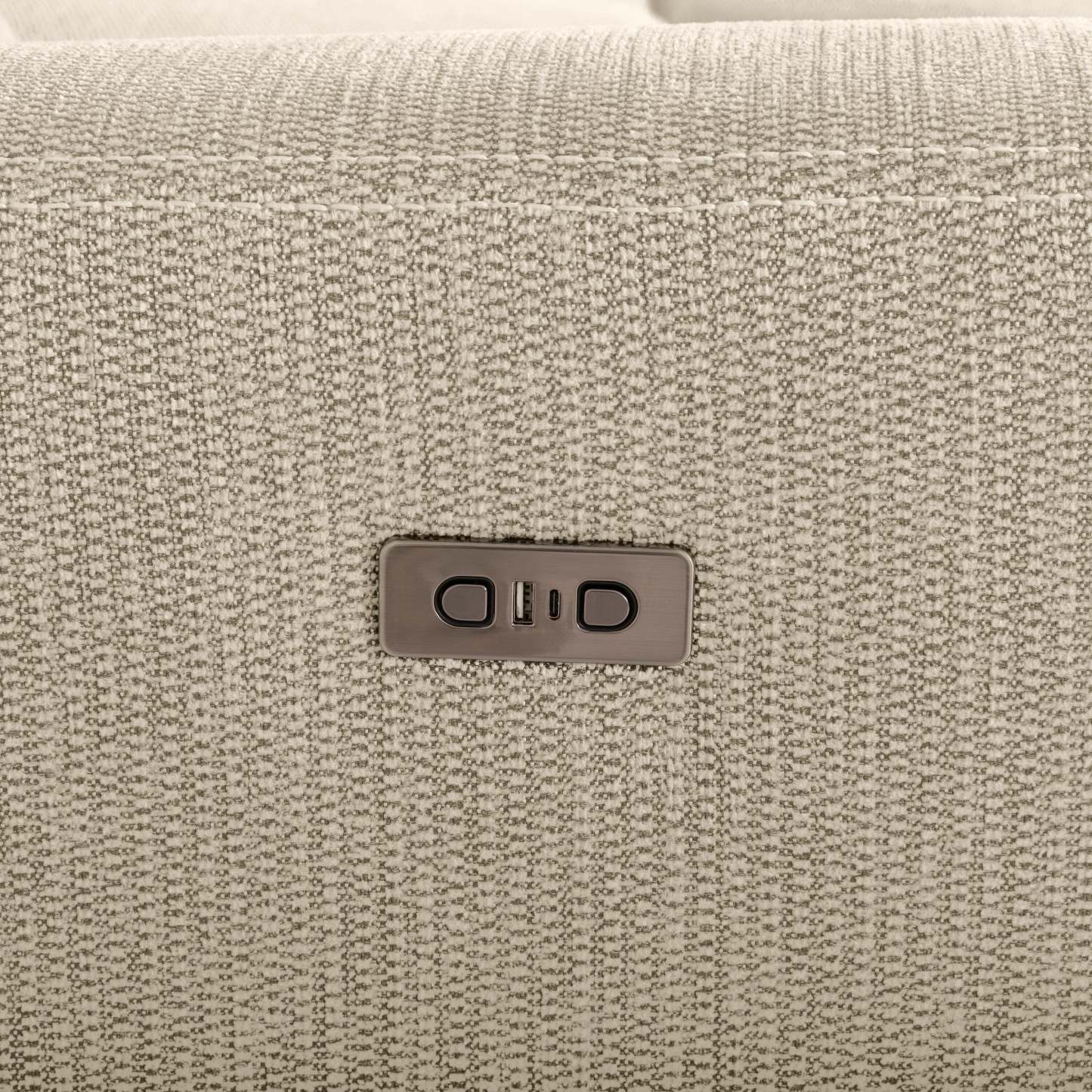 Sofa sectionnel de droite à inclinaison électrique Meadow 2 pièces en tissu de chenille avec fauteuil long de rangement - taupe