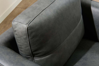 Chaise Melrose 36,5 en cuir véritable de première qualité avec pieds en métal - Gris | Fauteuil Melrose de 36,5 po en cuir de qualité supérieure avec pattes en métal véritable - gris