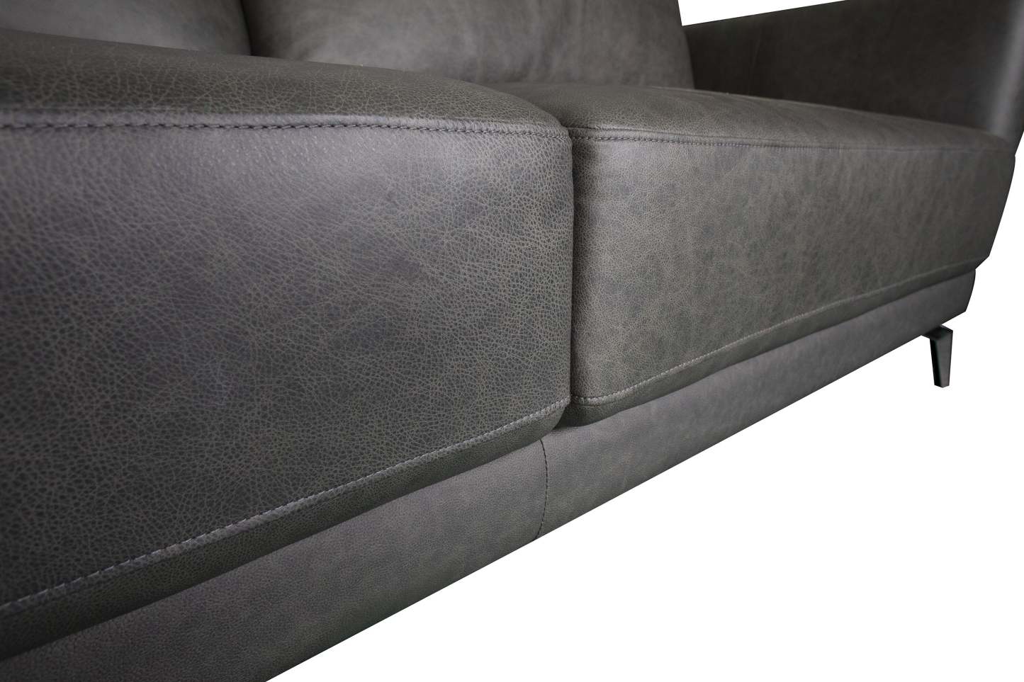 Melrose 84,5 po en cuir de qualité supérieure avec pattes en métal - véritable gris | Canapé Melrose 84,5 Top-Grain en cuir avec pattes en métal - véritable gris