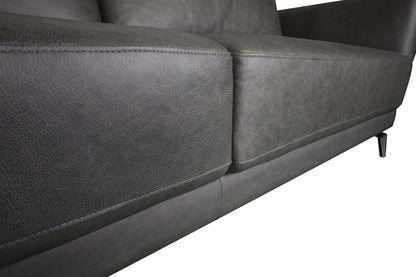 Melrose 84,5 po en cuir de qualité supérieure avec pattes en métal - véritable gris | Canapé Melrose 84,5 Top-Grain en cuir avec pattes en métal - véritable gris
